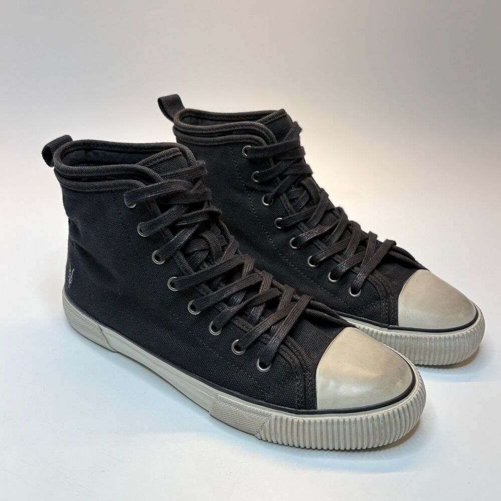 ALLSAINTS Black Rigg Stamp High Top Sneakers Mens Sz EU42 /US9 Embroidered Logo